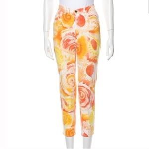 Escada Yellow and Orange Patterned Jeans